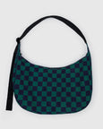 Baggu - Large Nylon Crescent Bag - Navy Green Check