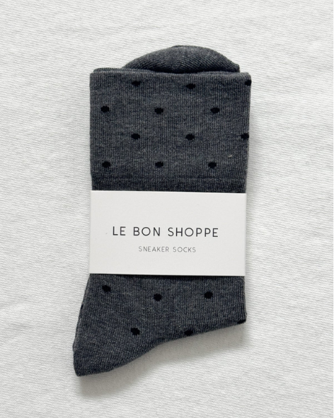 Le Bon Shoppe - Sneaker Socks - Polka Dot - Charcoal / Black
