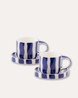 Magazin Minori - Espresso Stripes - Mare Blue (Set of 2 Espresso Cups & Saucers)