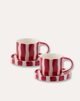 Magazin Minori - Espresso Stripes - Tramonto Red (Set of 2 Espresso Cups & Saucers)