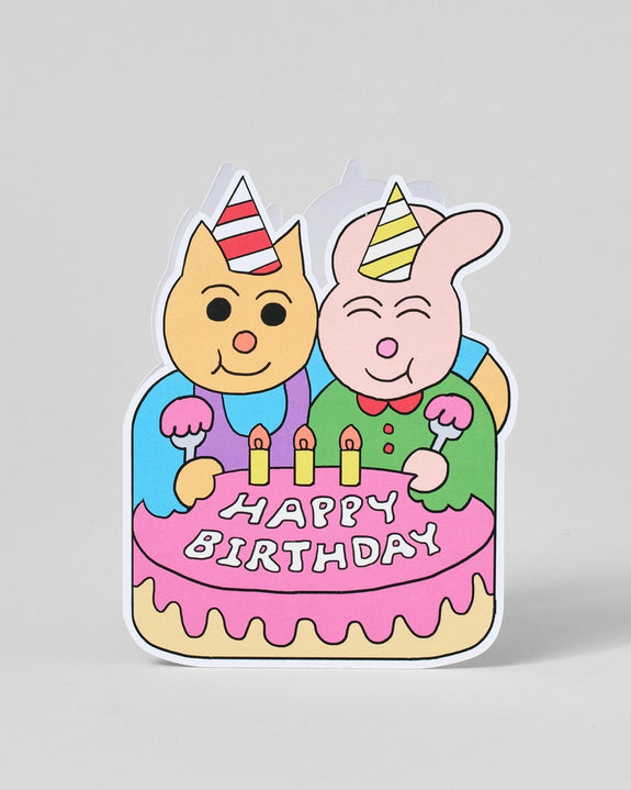 Wrap - Happy Birthday Friends and Cake Shaped Card