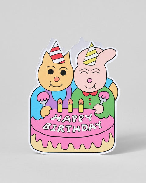 Wrap - Happy Birthday Friends and Cake Shaped Card
