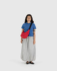 Baggu - Medium Nylon Crescent Bag - Candy Apple 47" black strap