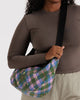 Baggu - Medium Nylon Crescent Bag - Green Star Plaid *PRE-BOOK dispatch after Oct 16th*