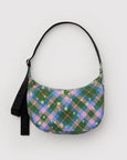 Baggu - Medium Nylon Crescent Bag - Green Star Plaid *PRE-BOOK dispatch after Oct 16th*