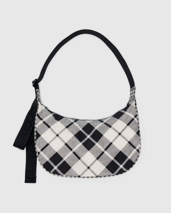 Baggu - Medium Nylon Crescent Bag - Mixed Plaid