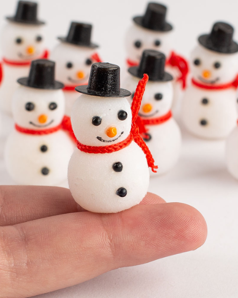 Flocked Miniature Snowmen