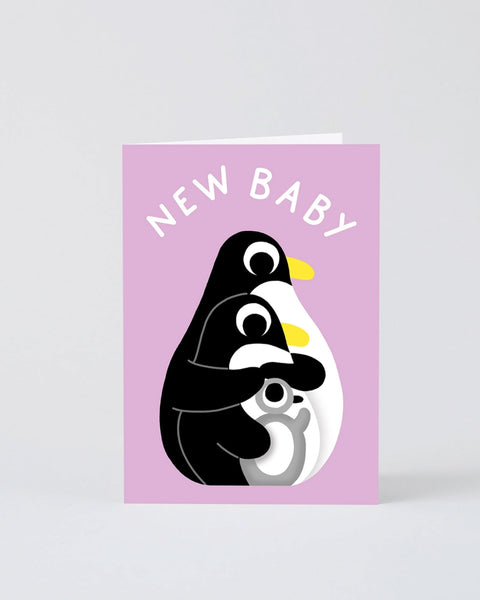 Wrap - New Baby Penguins Greetings Card