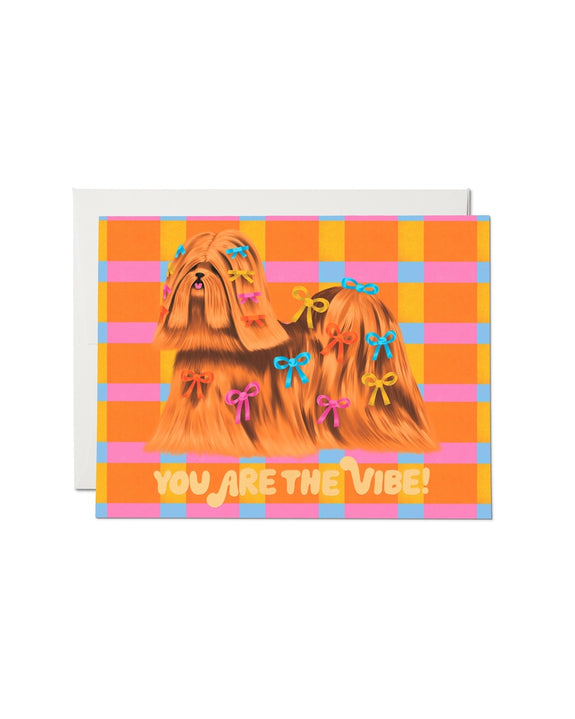 Red Cap Cards - Puppy Vibe Friendship Greeting Card
