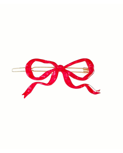 Hey Ricochet - Ribbon Bow Clip - Red