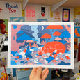 YUK FUN - Cat Camp Riso Art Print
