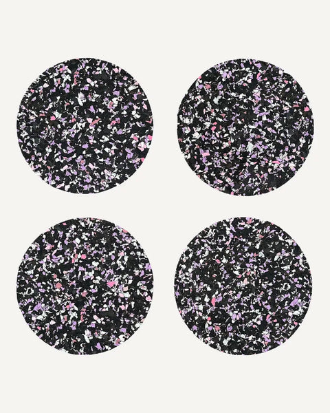 Yod and Co - Speckled Round Cork Coasters Set of 4 - Black/Purple