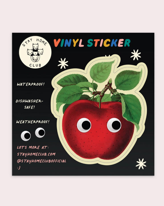 Stay Home Club - Googly Apple Vinyl Sticker