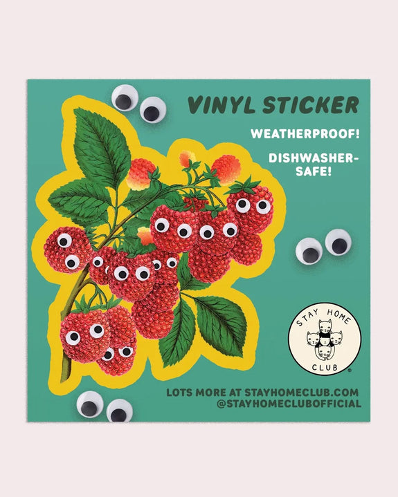 Stay Home Club - Googly Raspberries Vinyl Sticker
