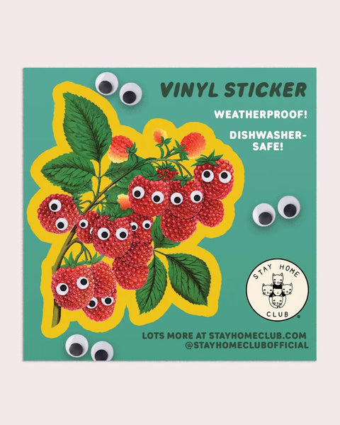 Stay Home Club - Googly Raspberries Vinyl Sticker