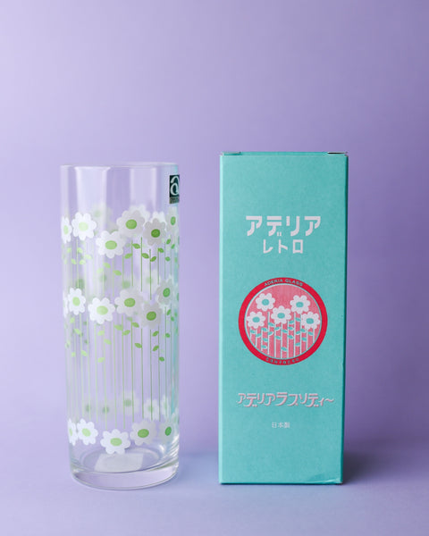 Aderia Retro Tall Glass - Rhapsody Green and White