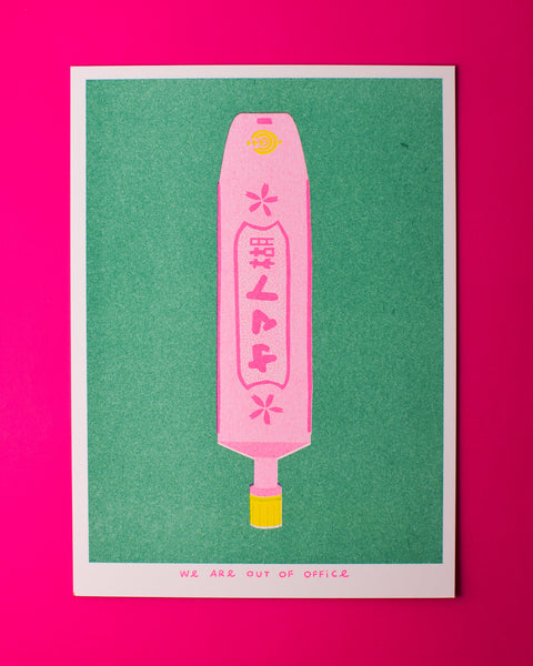 We are out of Office - Riso Print - Tube of Japanese Glue