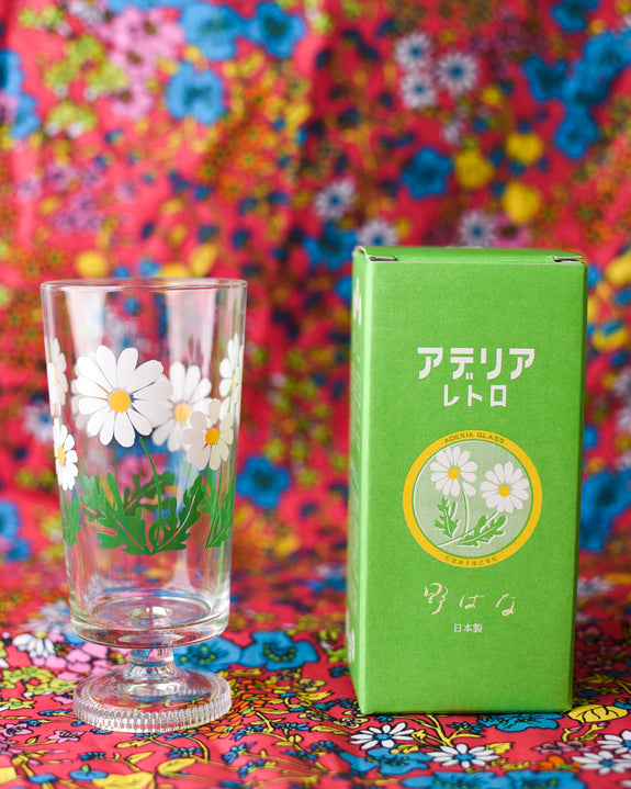Aderia - Retro Glass Tumbler with Stem - Wildflowers
