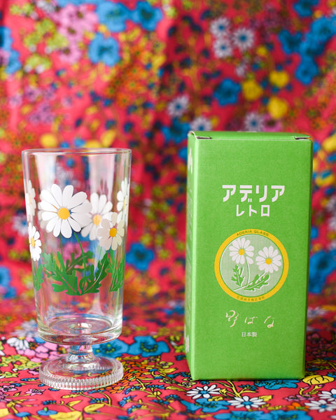 Aderia - Retro Glass Tumbler with Stem - Wildflowers