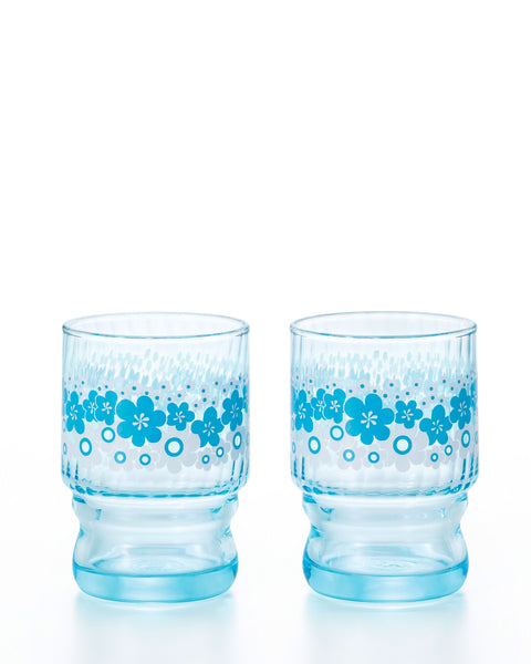 Aderia Retro - Set of 2 Blue Daisy Tumblers