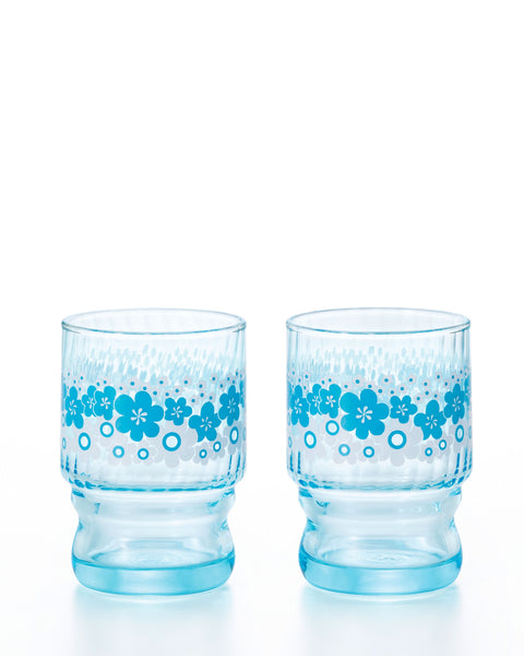 Aderia Retro - Set of 2 Blue Flower Tumblers