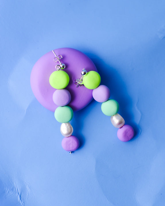 Emily Green - Aquarius Beaded Pearl Drop Earrings