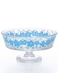 Aderia - Retro Shallow Bowl with Stem - Blue Daisy