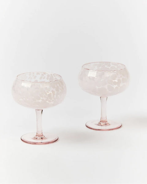 Bonnie and Neil - Glass Coupe Dots Pink (set of 2)