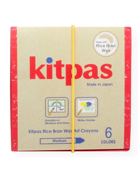 Kitpas Medium Stick Rice Wax Crayons - 6 Colours