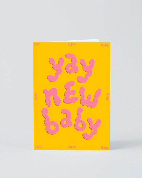 Wrap - Embossed Greetings Card - 'yay New Baby'