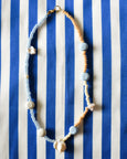 Emily Green - Splits Glass and Clay Necklace in Ice Blue, Bone and Champagne