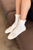 Le Bon Shoppe - Ruffled Hugger Crew Socks - Vanilla