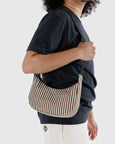 Baggu - Small Nylon Crescent Bag - Brown Stripe