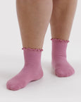 Baggu - Lettuce Edge Sock Set of 2 - Wild Plum & Cherry
