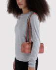 Baggu - Small Nylon Bowler Bag - Tan Houndstooth