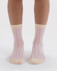 Baggu - Crew Sock - Pink Houndstooth