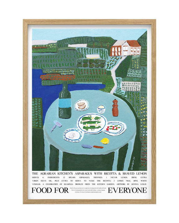 Food For Everyone - A3 Print - Asparagus With Ricotta & Shaved Lemon by The Agrarian Kitchen & Gemma Leslie