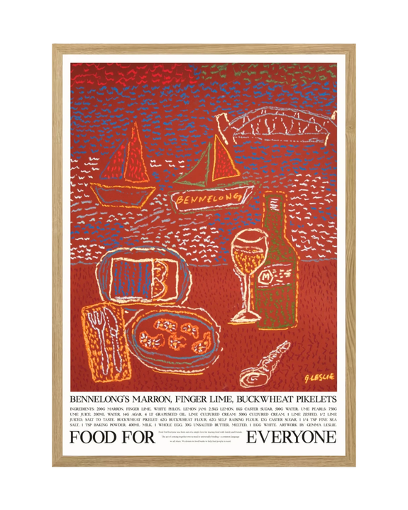 Food For Everyone - A3 Print - Bennelong's Marron, Fingerlime, Buckwheat Pikelets by Peter Gilmore & Gemma Leslie