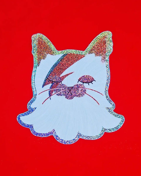 Bromstad Printing Co. - Sparkle Sticker - David Bowie Cat