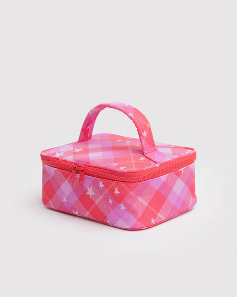 Baggu - Small Cosmetic Case - Pink Star Plaid *PRE-BOOK dispatch after Oct 16th*