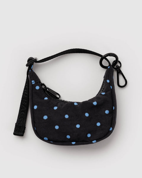 Baggu - Crescent Bag Charm - Black and Sky Blue Micro Dot - PRE-ORDER FOR SHIPPING AFTER MONDAY OCTOBER 12TH*