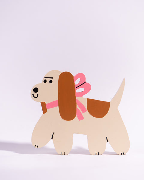 Tess Smith-Roberts - Painted Sculpture - Puppy with Pink Bow