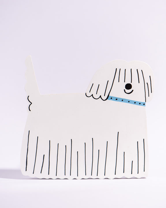 Tess Smith-Roberts - Painted Sculpture - White Dog with Blue Collar
