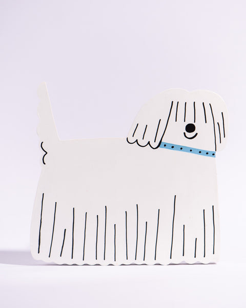 Tess Smith-Roberts - Painted Sculpture - White Dog with Blue Collar