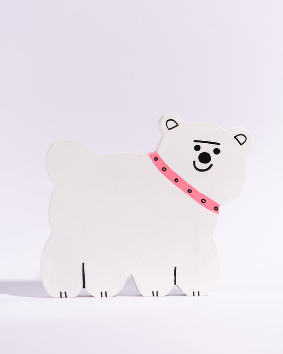 Tess Smith-Roberts - Painted Sculpture - White Dog with Pink Collar
