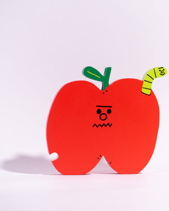 Tess Smith-Roberts - Painted Sculpture - Apple with Worm