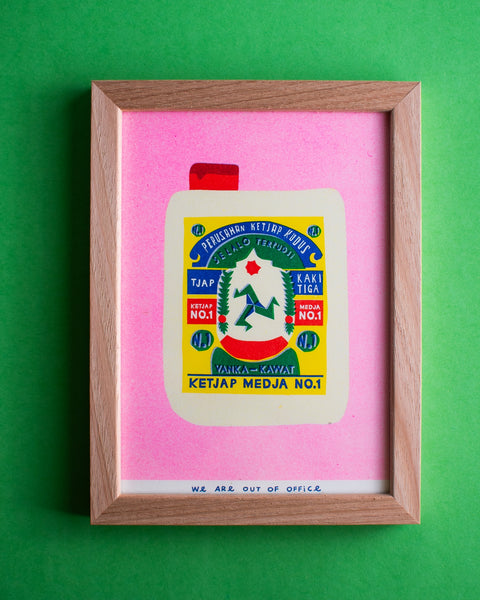 We are Out of Office - FRAMED Riso Print - Container Ketjap Kakitiga
