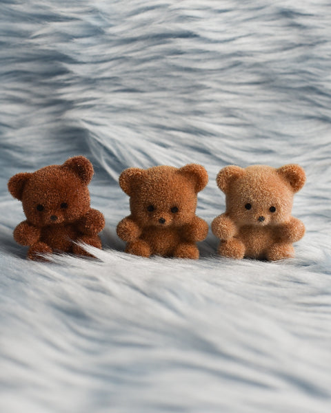 Brown Miniature Flocked Teddies