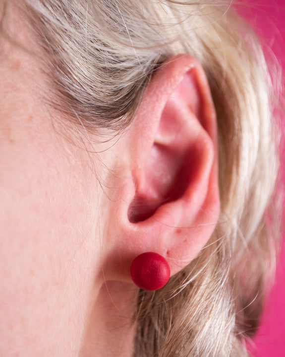 Emily Green - Cherry Red Stud Earrings