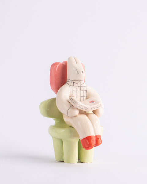 Milo Hachim - Bunny in Tulip chair - Pink